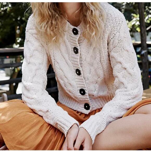 Free People Bonfire Cardigan cream size medium - Picture 5 of 9